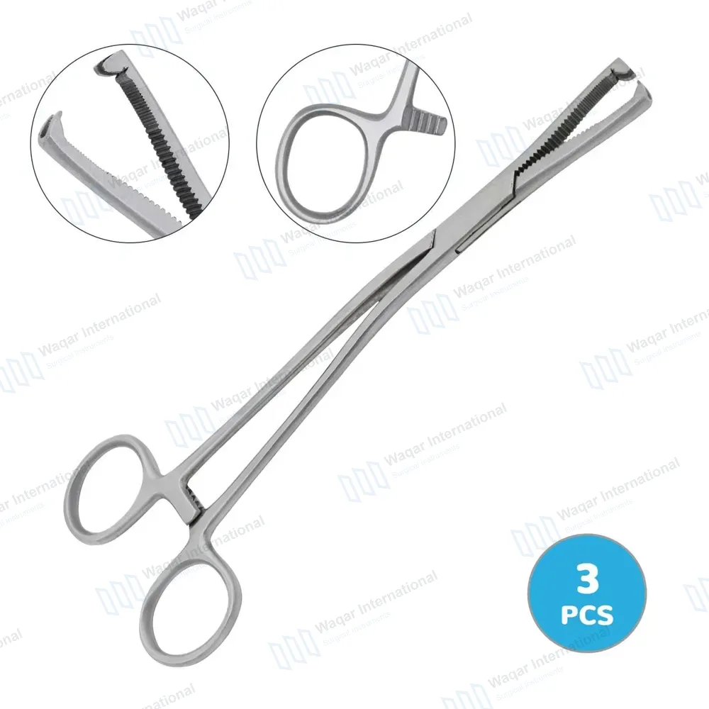 3 Pcs Dingman Cartilage Bone Clamp  7½” Serrated 2×2 Teeth Jaws