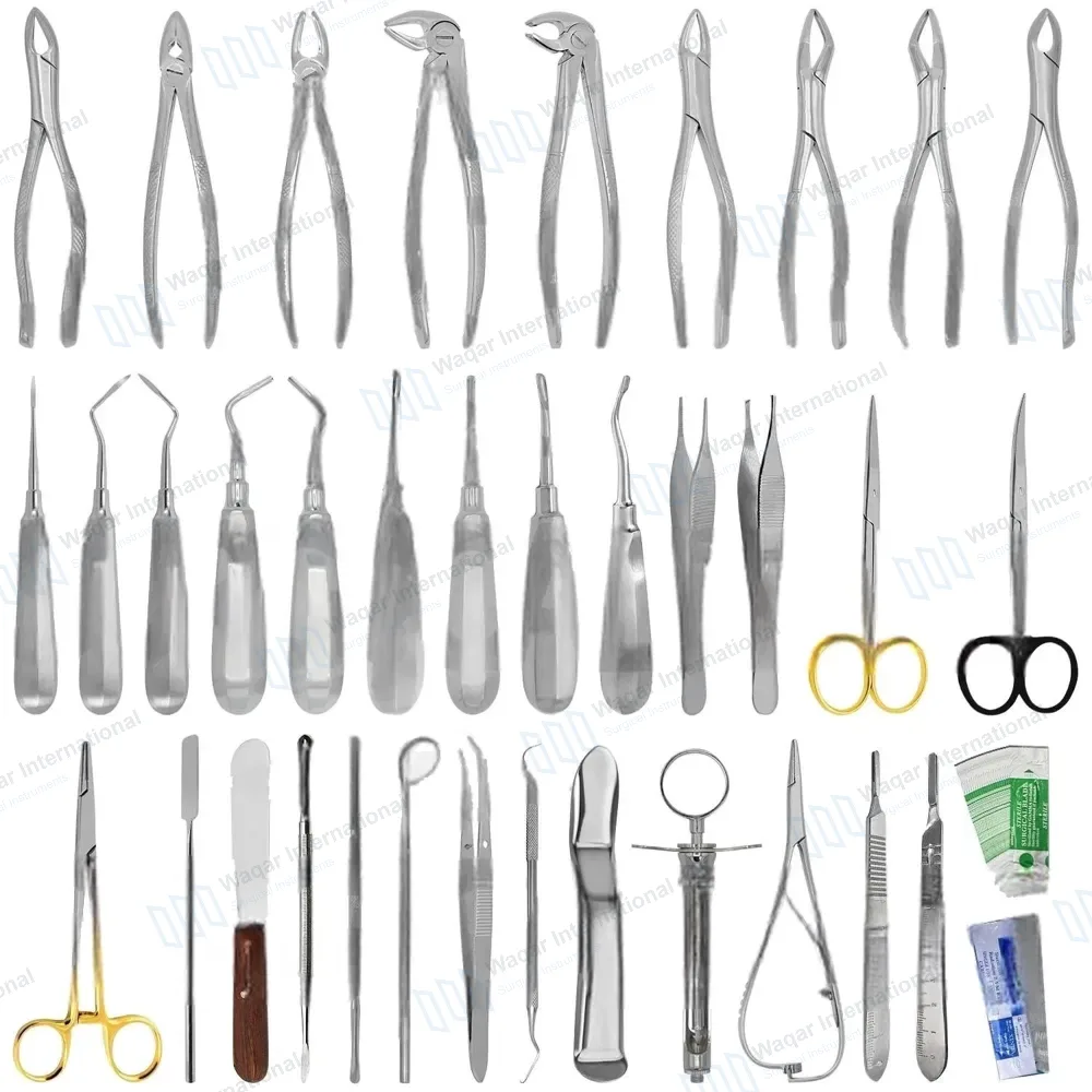 75 Pcs Oral Dental Extraction Surgery Extracting Elevators Forceps Set