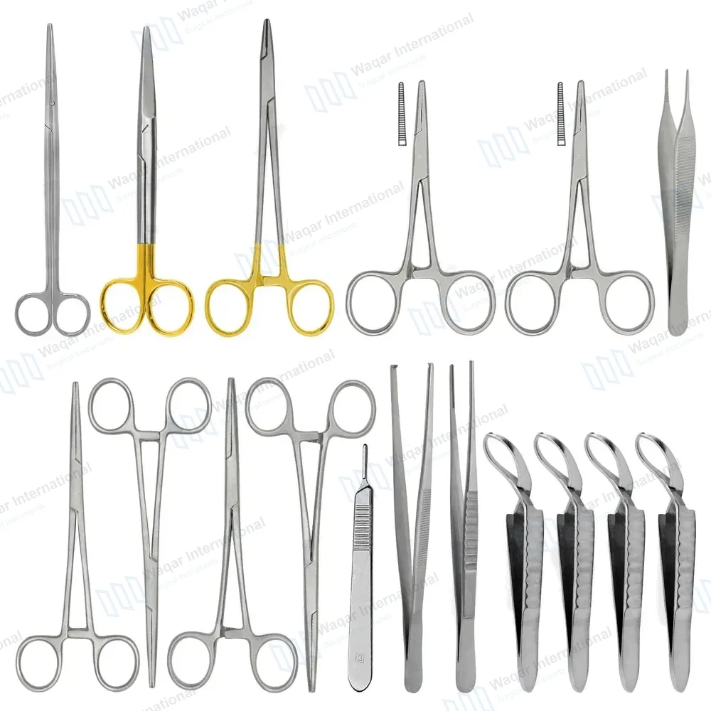 17 Pcs Veterinary General Surgery Kit for Small Animals