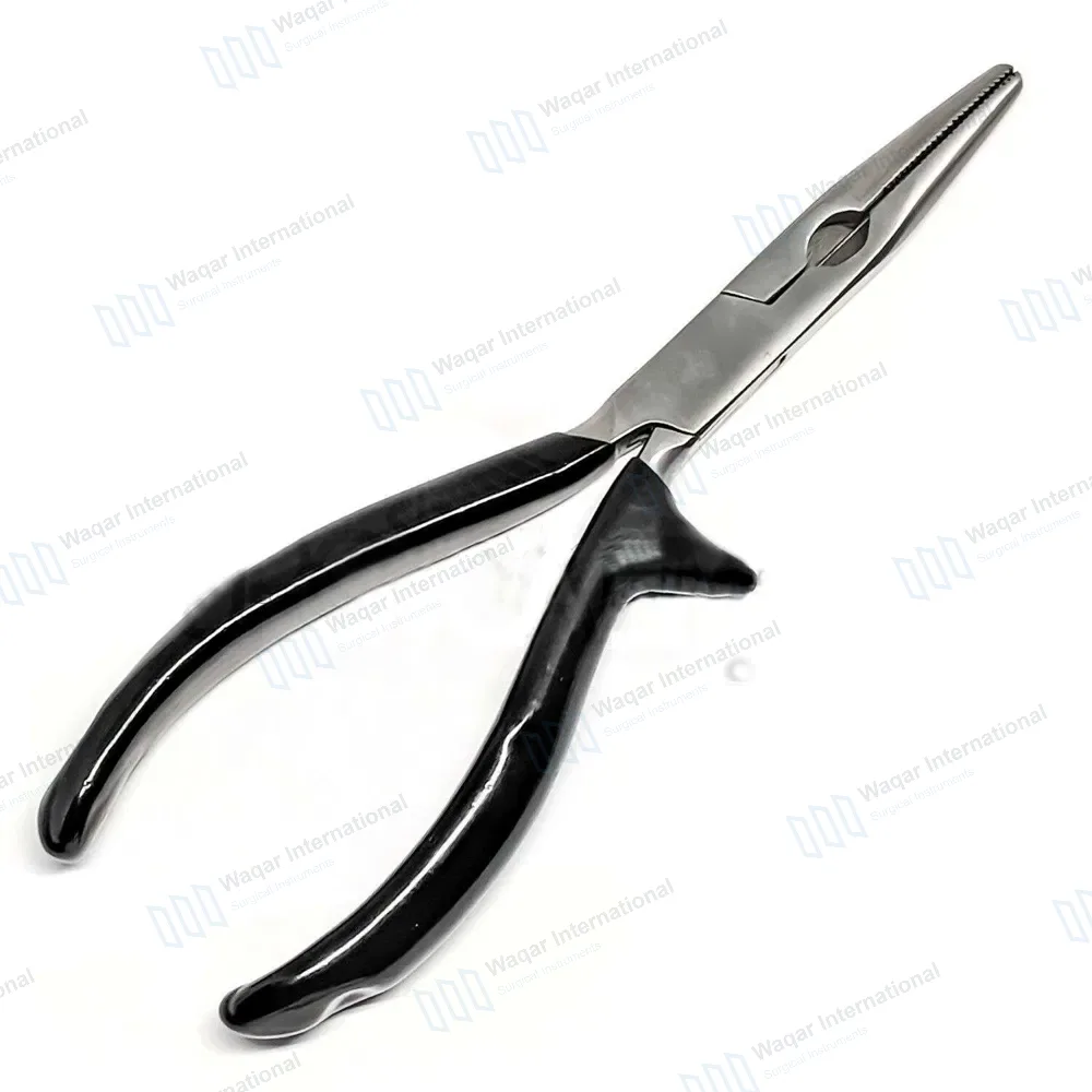 Fisherman Fishing Plier 6″ Serrated Jaws with Black Grip Handle