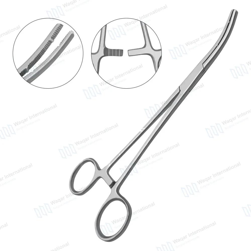Heaney Hysterectomy Forceps 8.25″ Double Tooth Curved Jaws