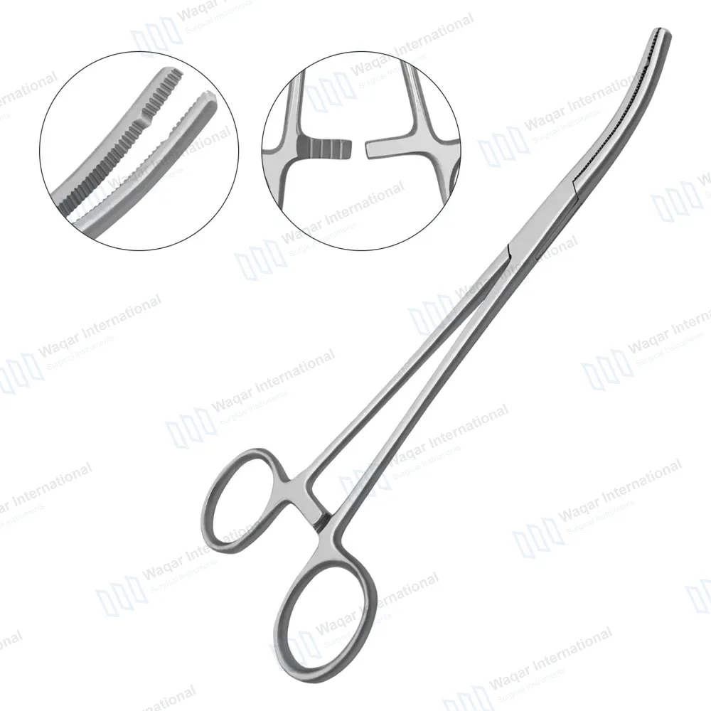 Heaney Hysterectomy Forceps 8.25″ Single Tooth Curved Jaws