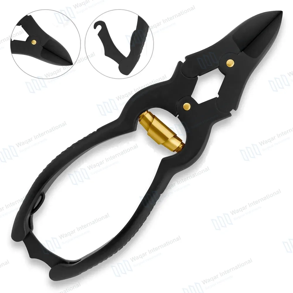 Mycotic Toe Nail Nipper 6″ Double Action Black with Gold Spring
