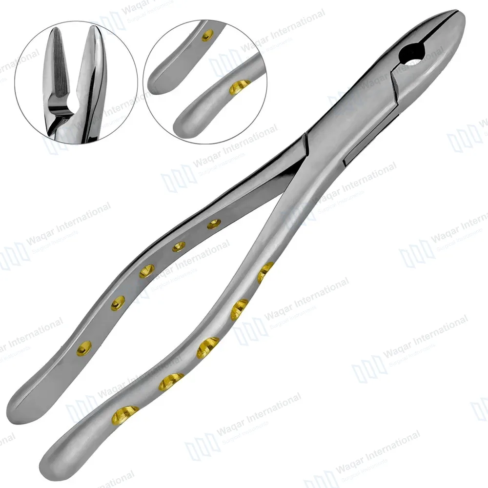 Dental Extracting Forceps #1STD Gold Hollow Python Grip Handle
