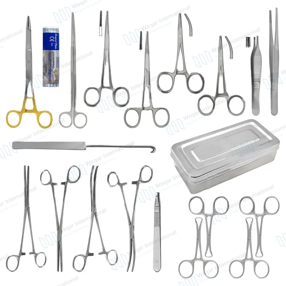 22 Pcs Feline Spay Kit with Stainless Steel Box