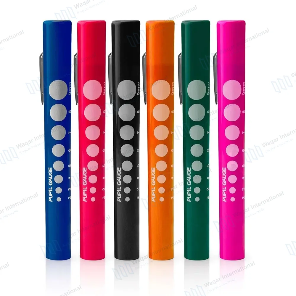 6 Pcs Disposable Penlight Set with Pupil Gauge for Nurse Diagnostic ENT Paramedic
