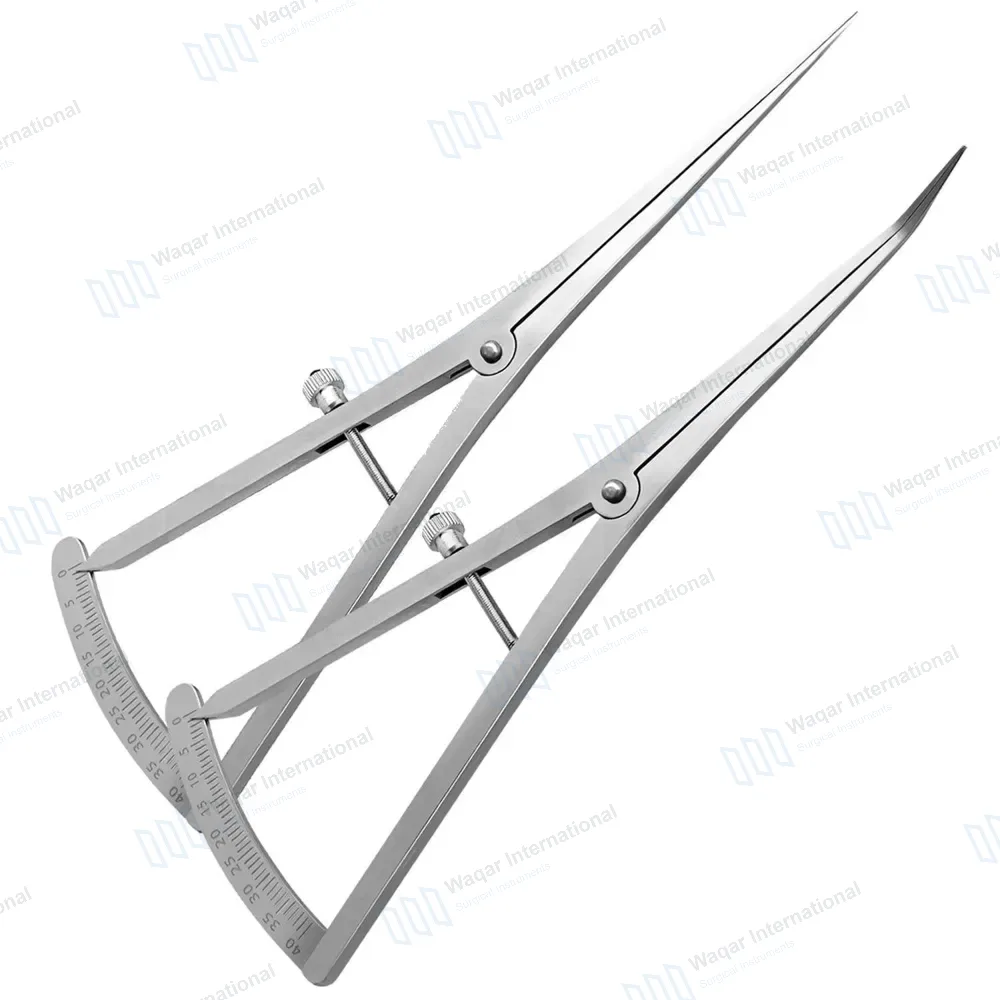 2 Castroviejo Caliper Long 7″ Straight + Angled Graduated 0-40mm