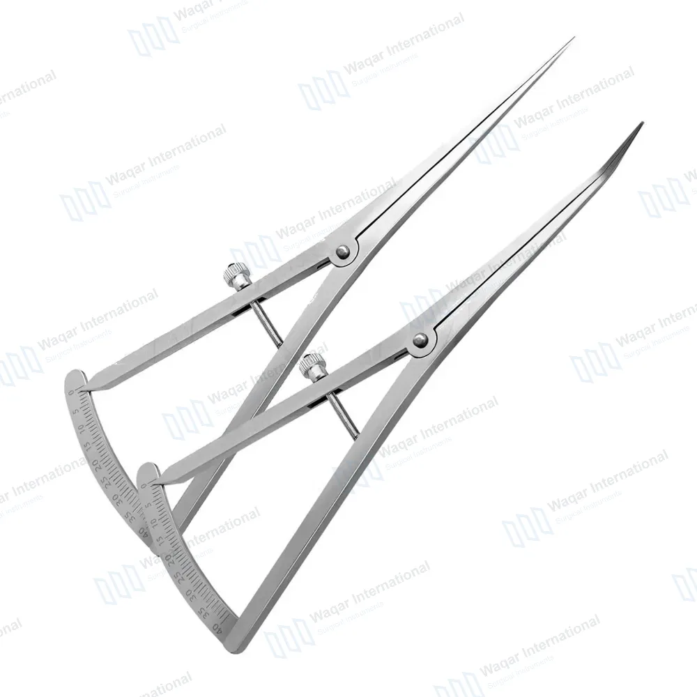 2 Castroviejo Caliper Long 6″ Straight + Angled Graduated 0-40mm