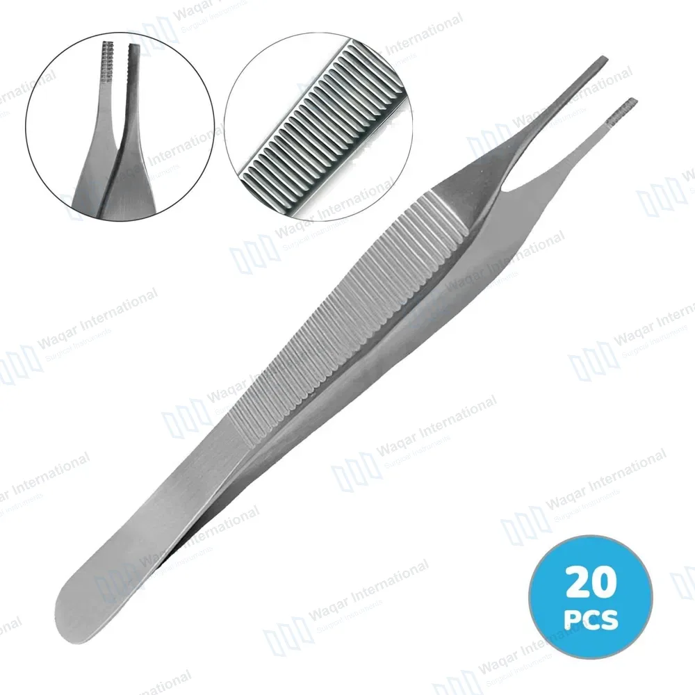 20 Pcs Adson Brown Tissue Forceps 4.75″ 9×9 Teeth