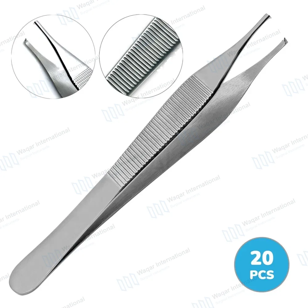 20 Pcs Adson Tissue Forceps Set 1×2 Teeth 6″