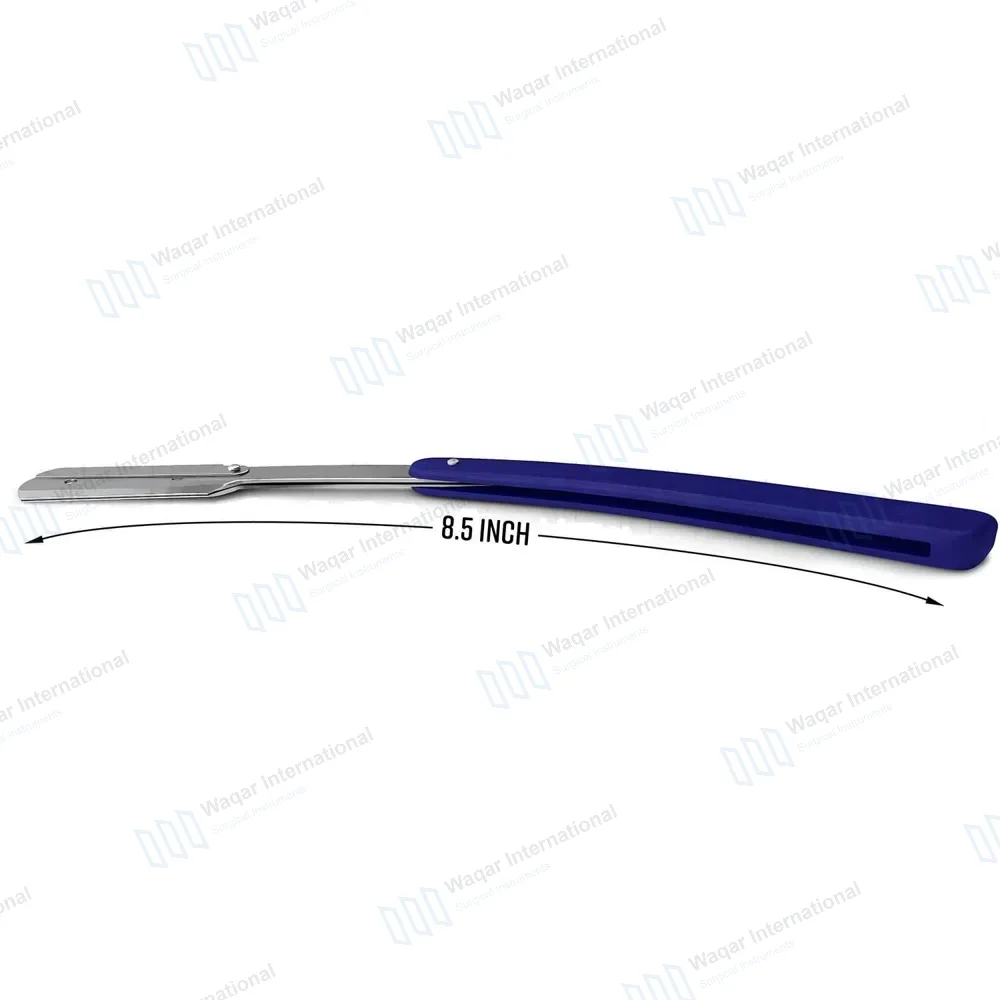 Straight Edge Barber Razor with 11 Double Edge Blades – Blue
