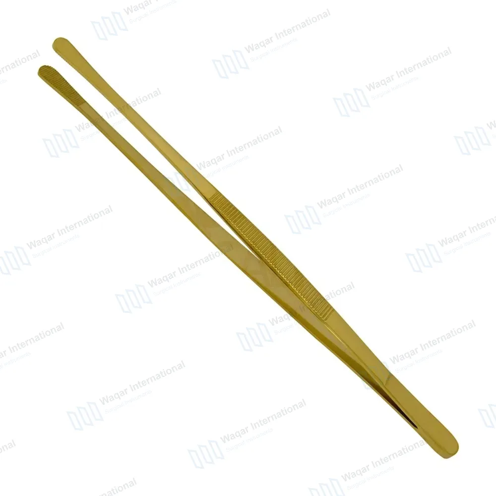 Kitchen Cooking Tongs 10″ Round Tip BBQ Grill Tweezers – Gold