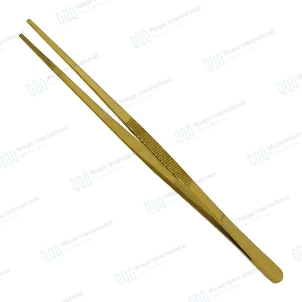 Kitchen Cooking Tongs 10″ Straight Tip BBQ Grill Tweezers – Gold