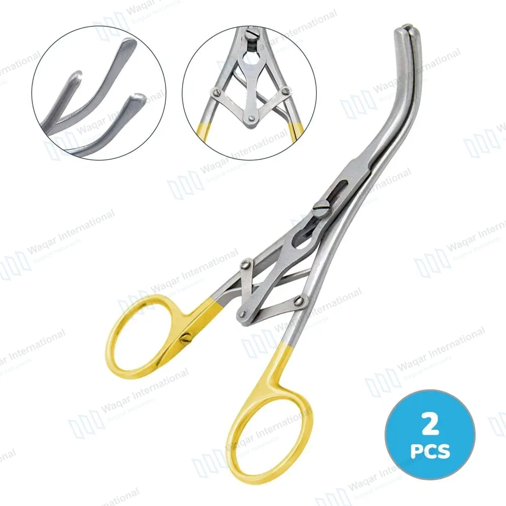 2 Laborde Tracheal Dilator Forceps 5.5″ 3 Prong with Gold Handle