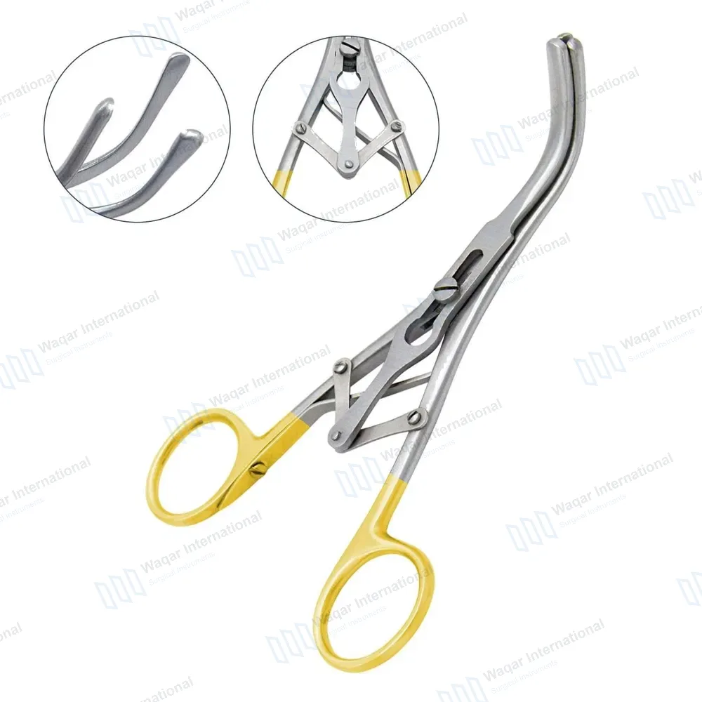 Laborde Tracheal Dilator Forceps 5.5″ 3 Prong with Gold Handle