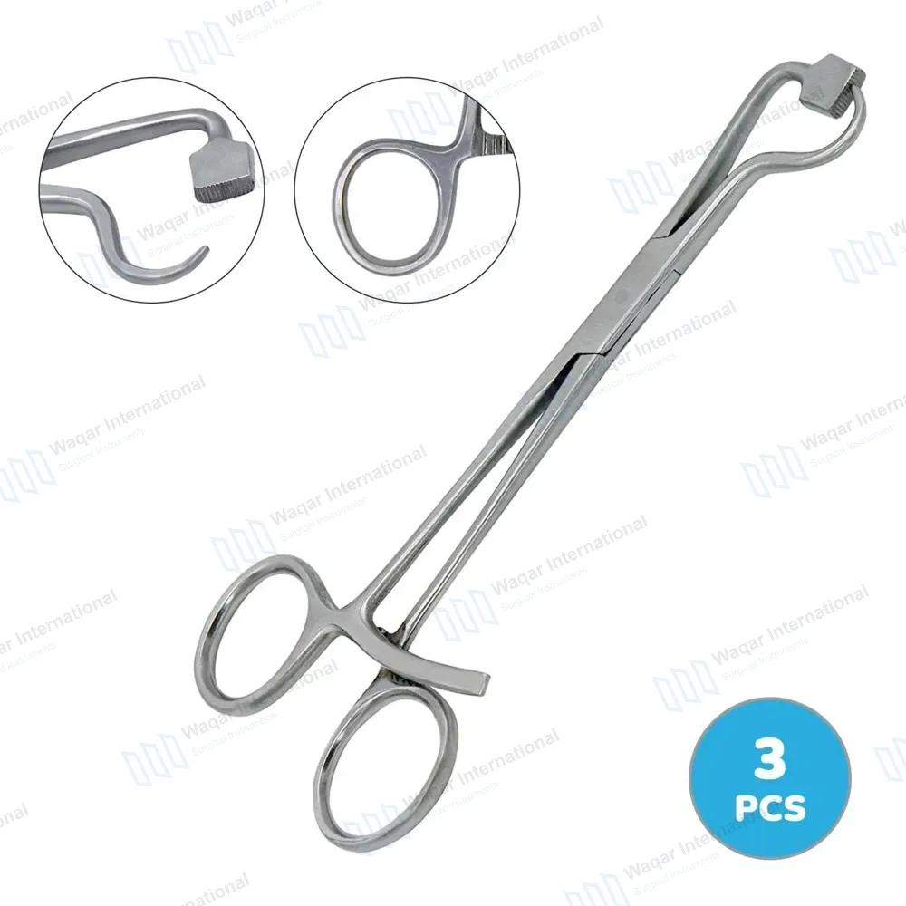 3 Pcs Plate and Bone Holding Forceps 5.5″ with Footplate