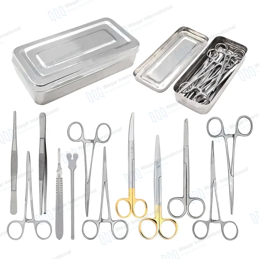 13 Pcs T/C Basic Minor Surgery Kit with Stainless Steel Box