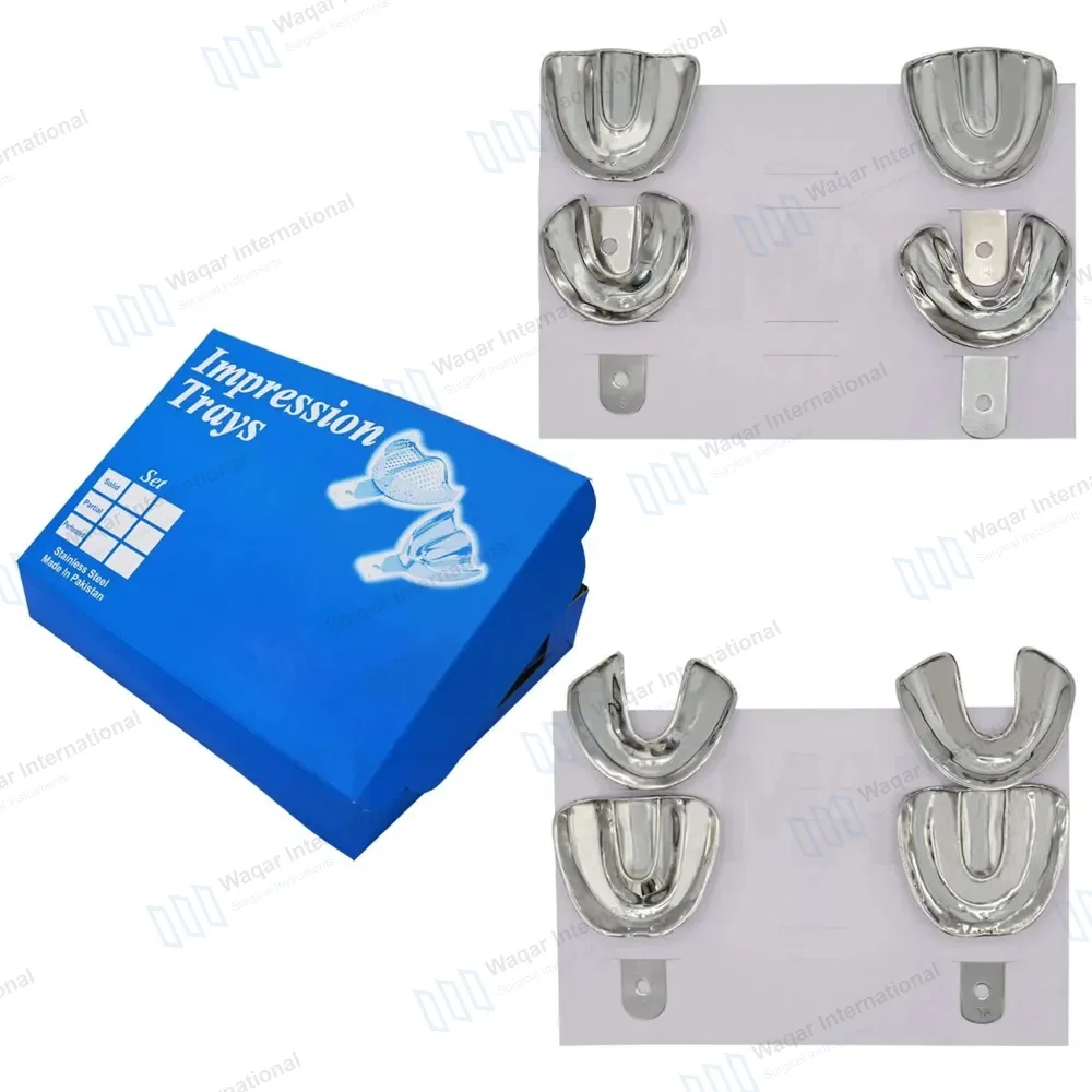 8 Impression Trays Solid S, M, L & XL Upper Lower Edentulous Denture