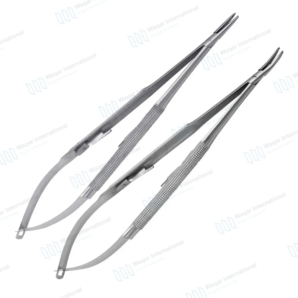 2 Castroviejo Needle Holder 7″ Straight & Curved Serrated Tip
