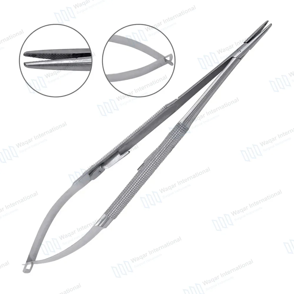 Castroviejo Needle Holder 7″ Straight Serrated Tip with Lock