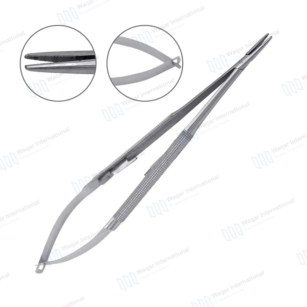 Castroviejo Needle Holder 5.5″ Straight Serrated Tip with Lock
