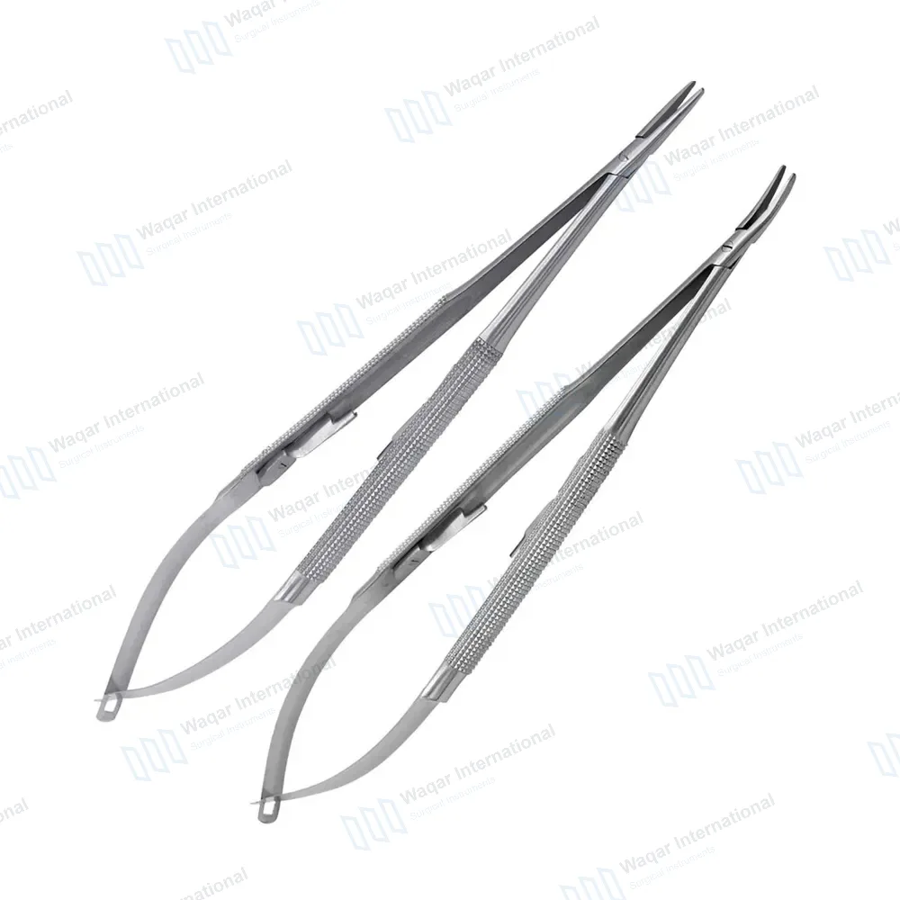 2 Castroviejo Micro Needle Holder 5″ Straight & Curved Smooth Tip