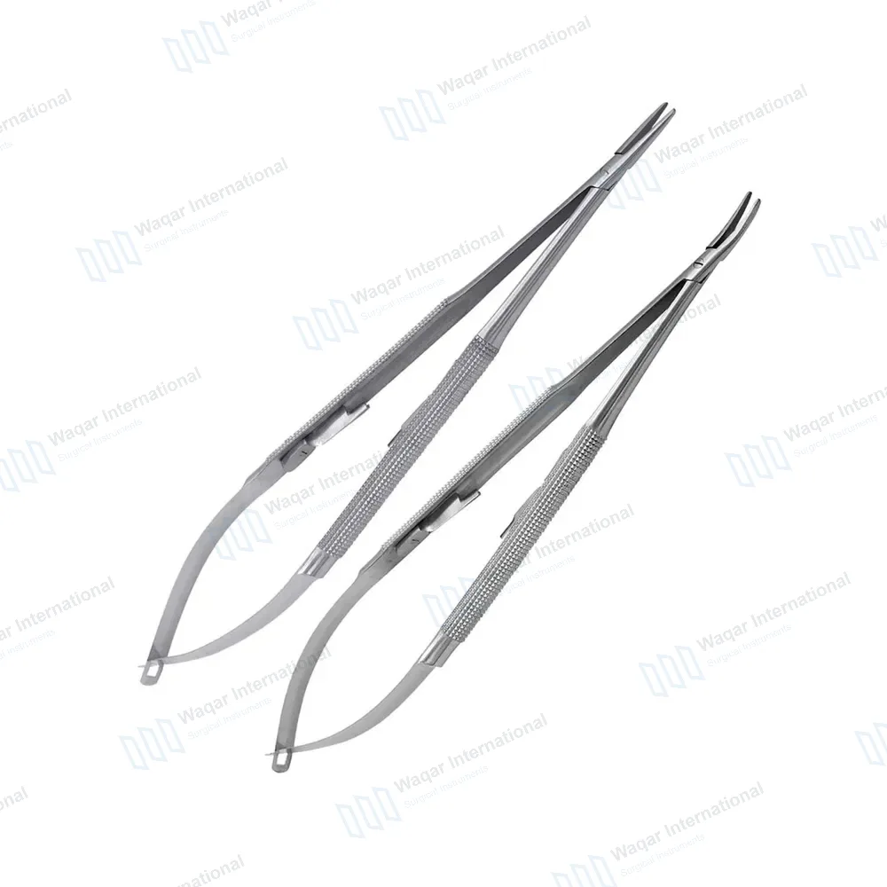 2 Castroviejo Micro Needle Holder 4.5″ Straight & Curved Smooth Tip