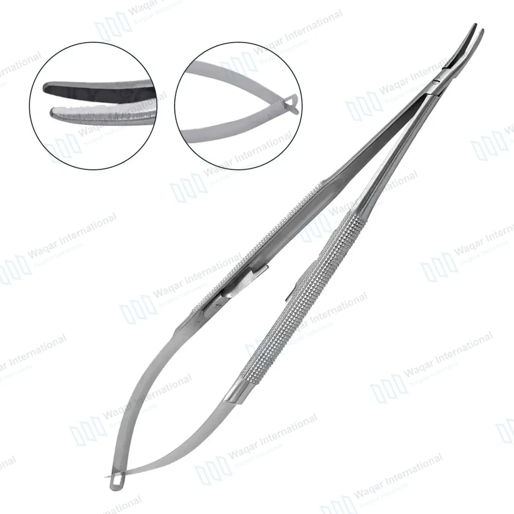 Castroviejo Needle Holder 7″ Curved Smooth Tip with Lock