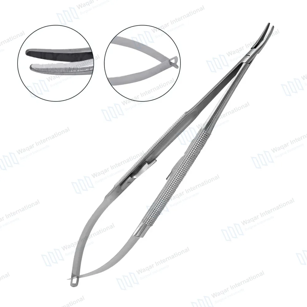 Castroviejo Needle Holder 6″ Curved Smooth Tip with Lock