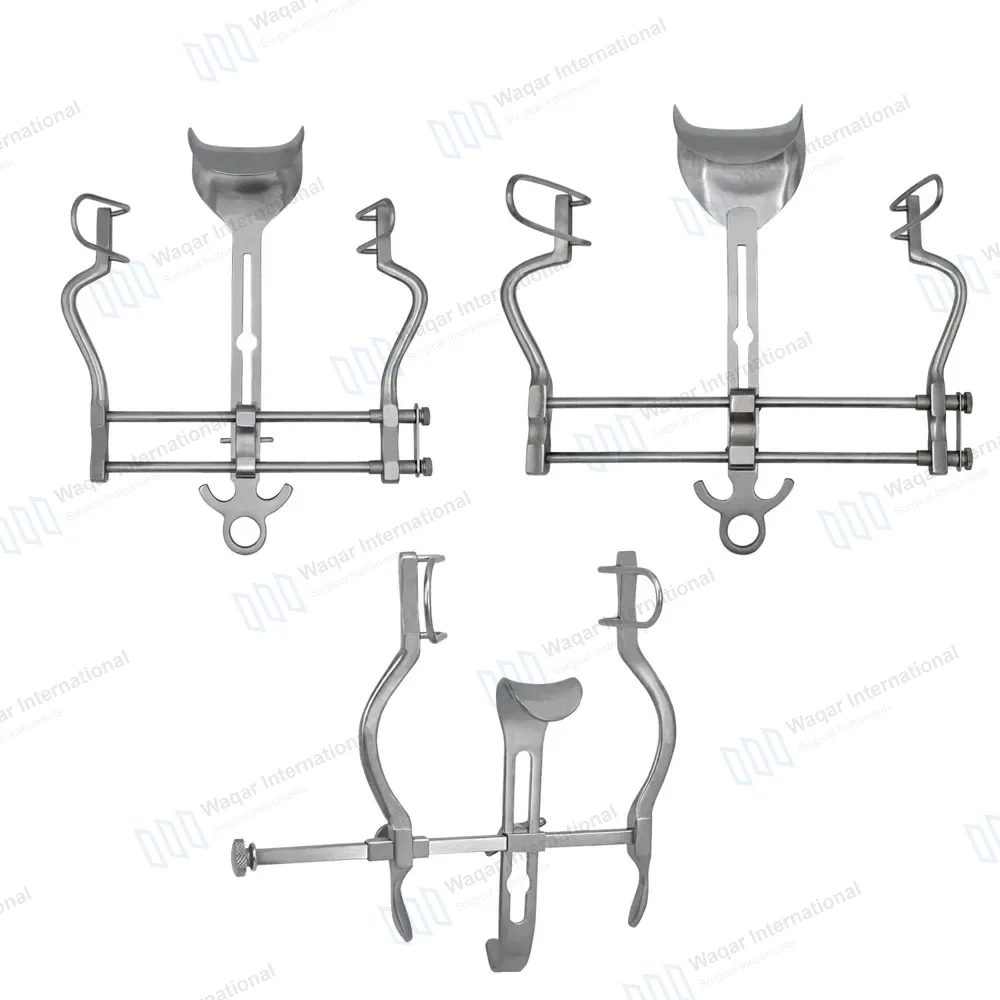 3 Balfour Retractors 4″, 7″ & 10″ Spread with Fenestrated Side Blades