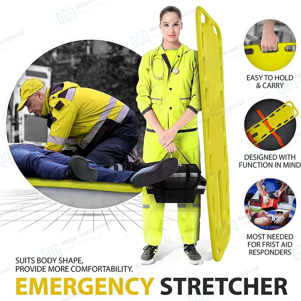 EMT Backboard Spine Board Stretcher Immobilization Kit – Free Trauma Bag – Yellow