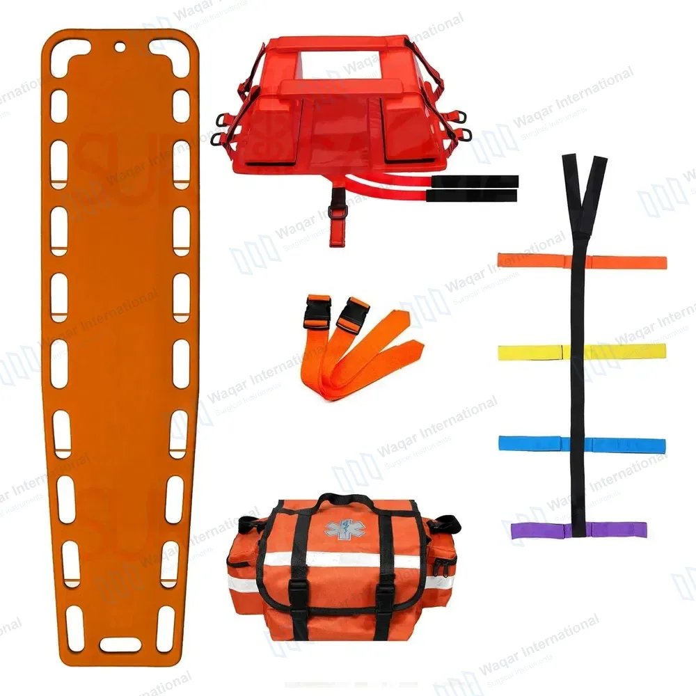 EMT Backboard Spine Board Stretcher Immobilization Kit – Free Trauma Bag – Orange