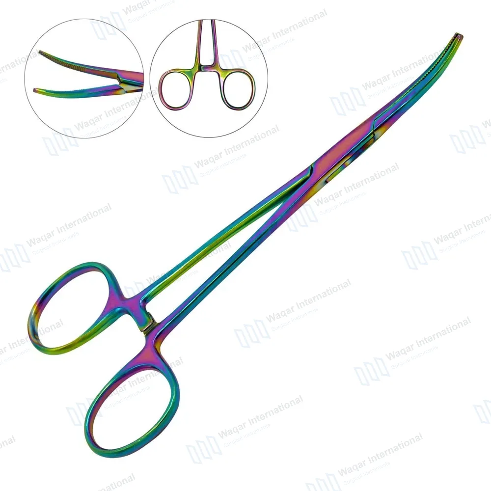 Multi Rainbow Color Kelly Hemostat Forceps 5.5″ Curved