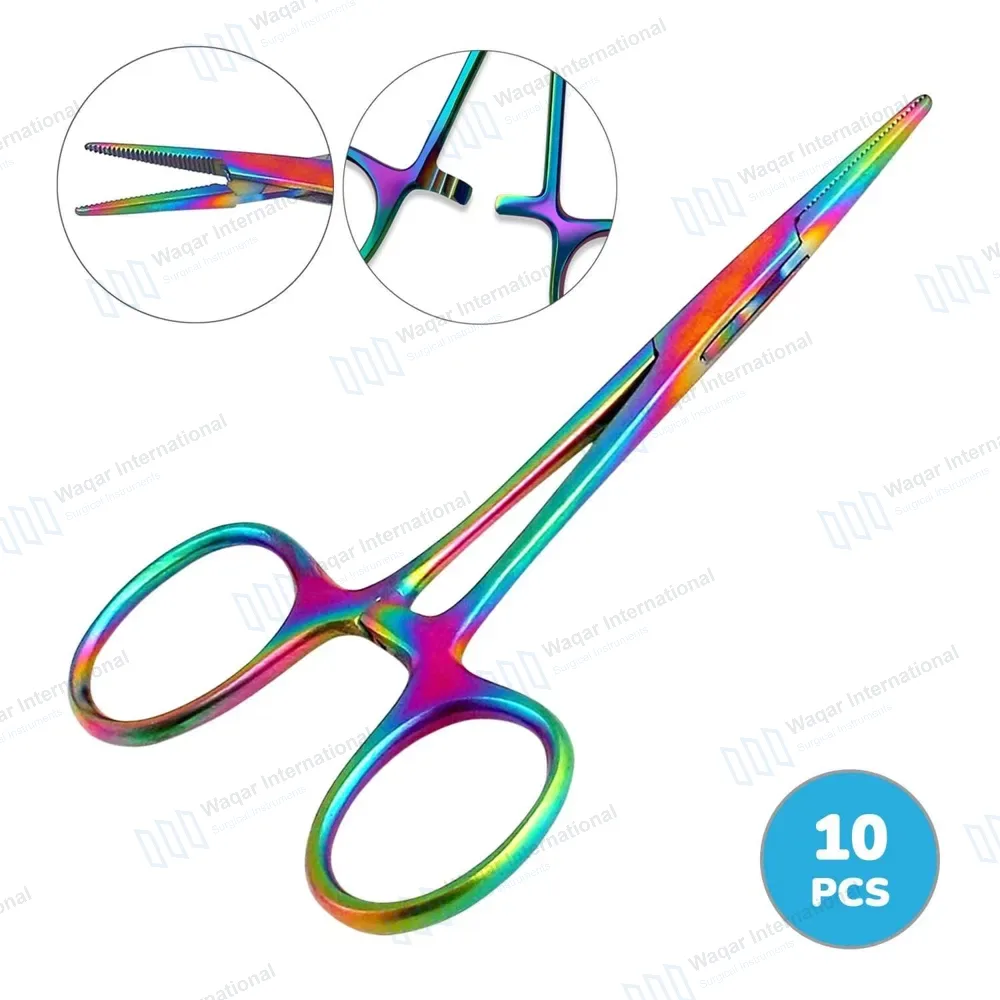 10 Pcs Multi Rainbow Mosquito Forceps 5″ Straight