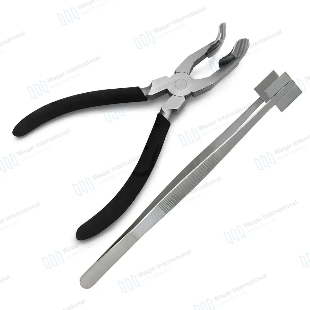2 Pcs Glassblowing Boro Lampwork Bead Leaf Masher Plier & Meshing Tweezer Set