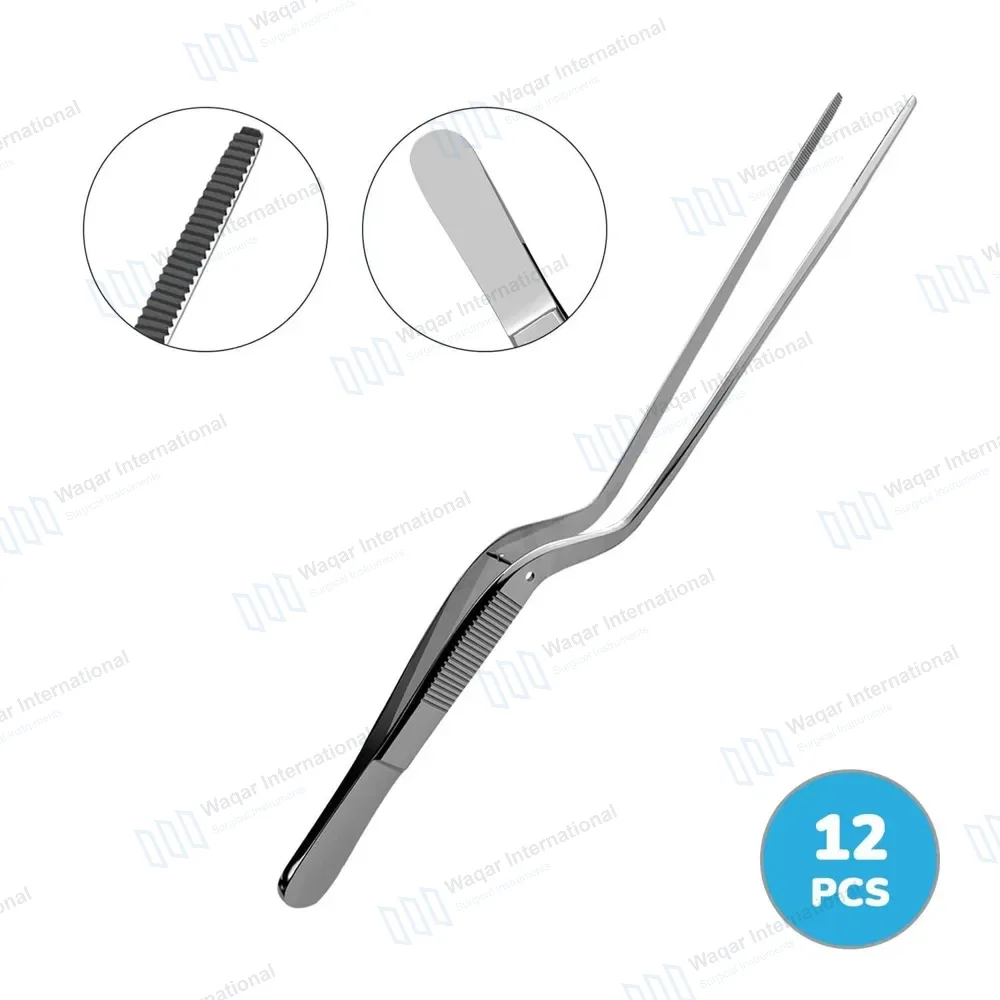12 Jansen Ear Forceps 6.25″ Bayonet Shape Serrated Tips