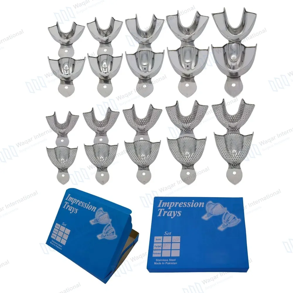 20 Metal Impression Trays Upper & Lower Solid+Perforated