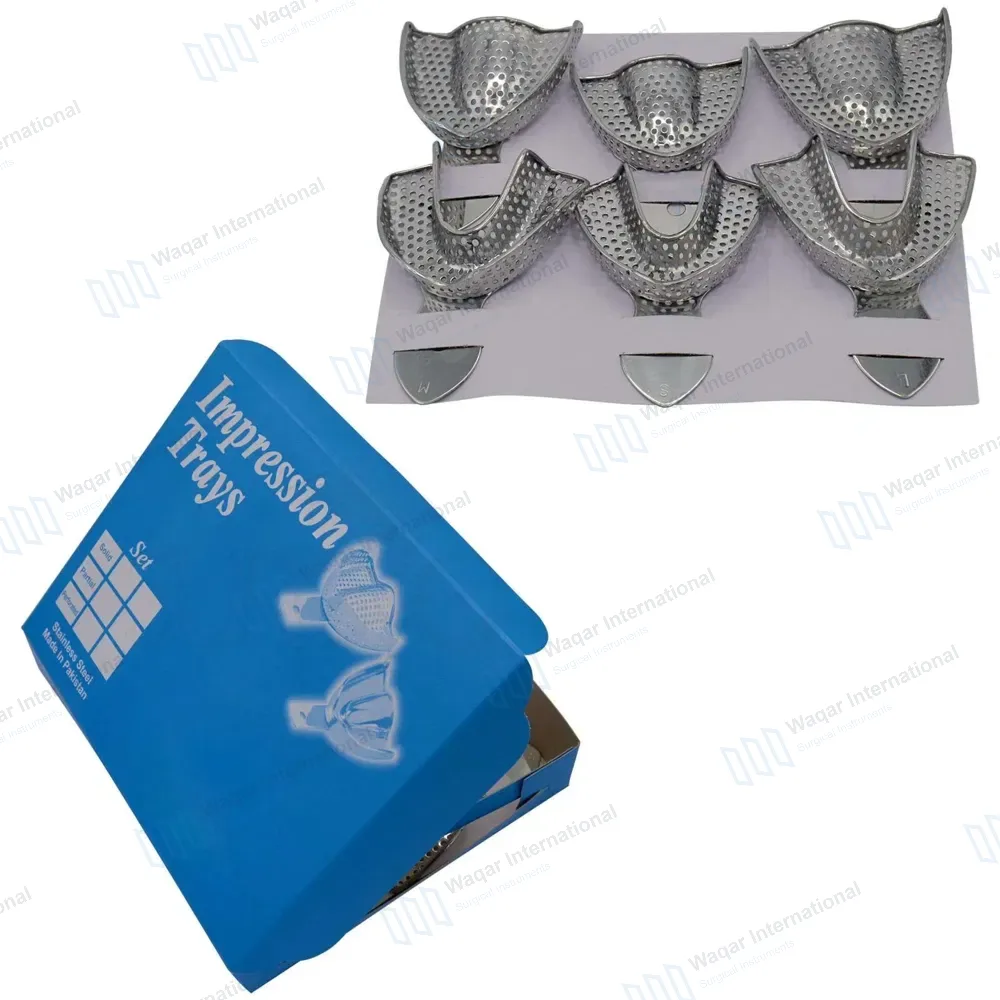 6 Pcs Perforated Impression Trays Set Upper & Lower