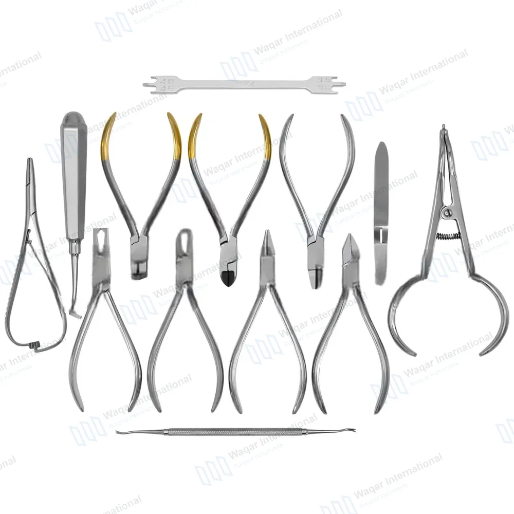 13 Pcs Orthodontic Instruments Set with Stainless Steel Height Gauge