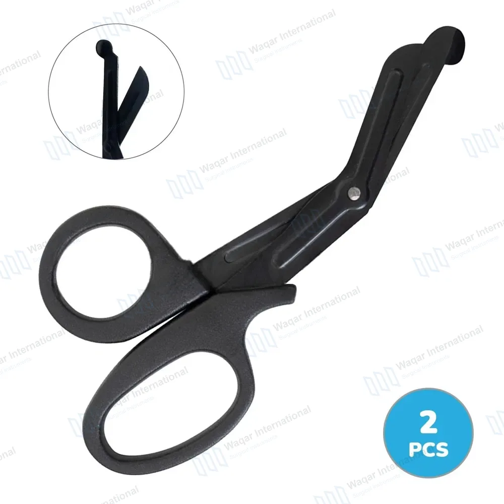 2 Full Black EMT Scissors 7.25″ Paramedic Utility Bandage Shears