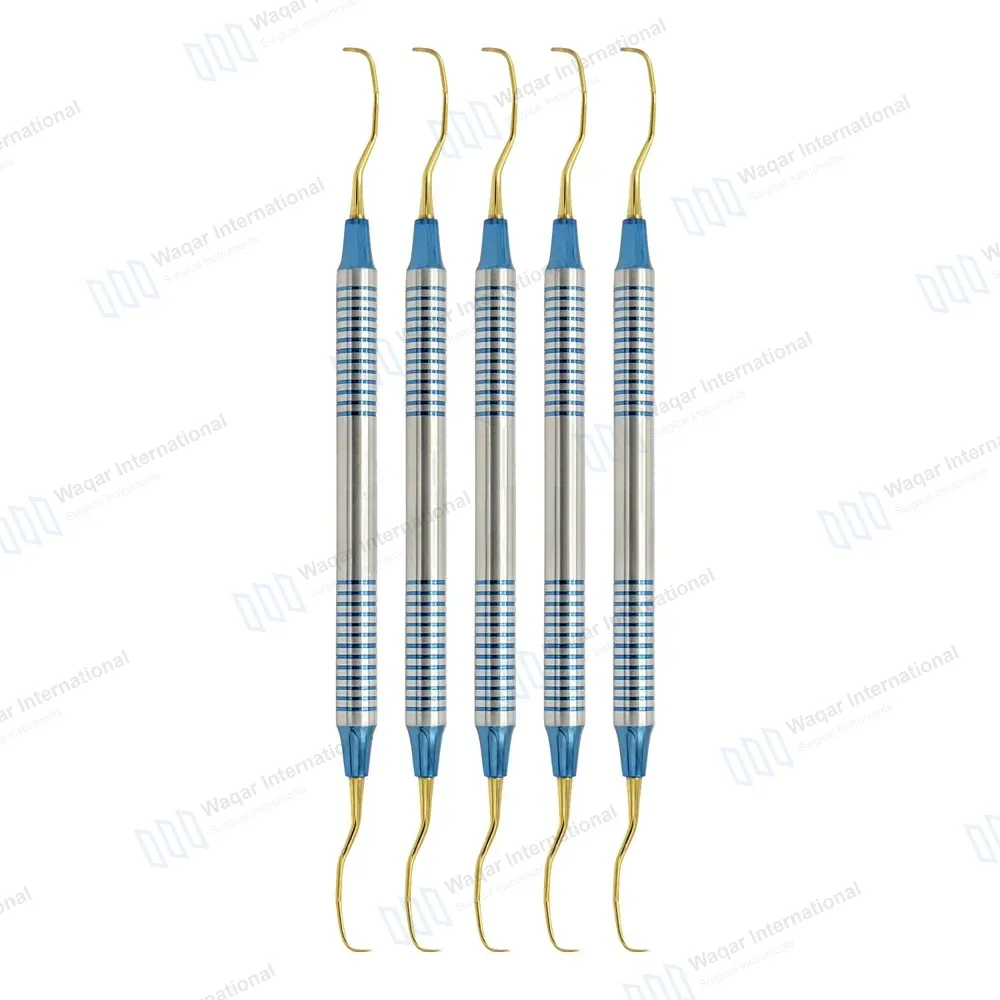 5 Gracey Curettes 13/14 Gold Coated Double Ended