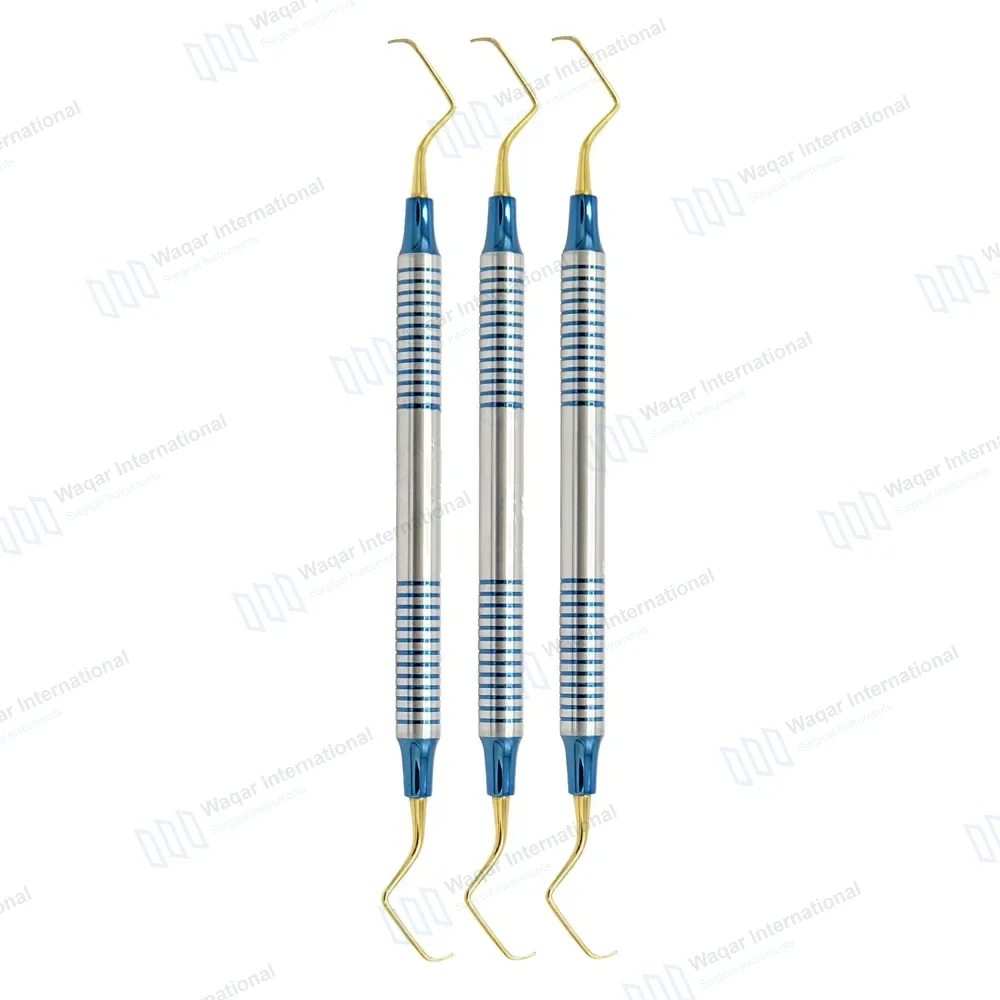 3 Pcs Gracey Curettes 9/10 Gold Coated Double Ended