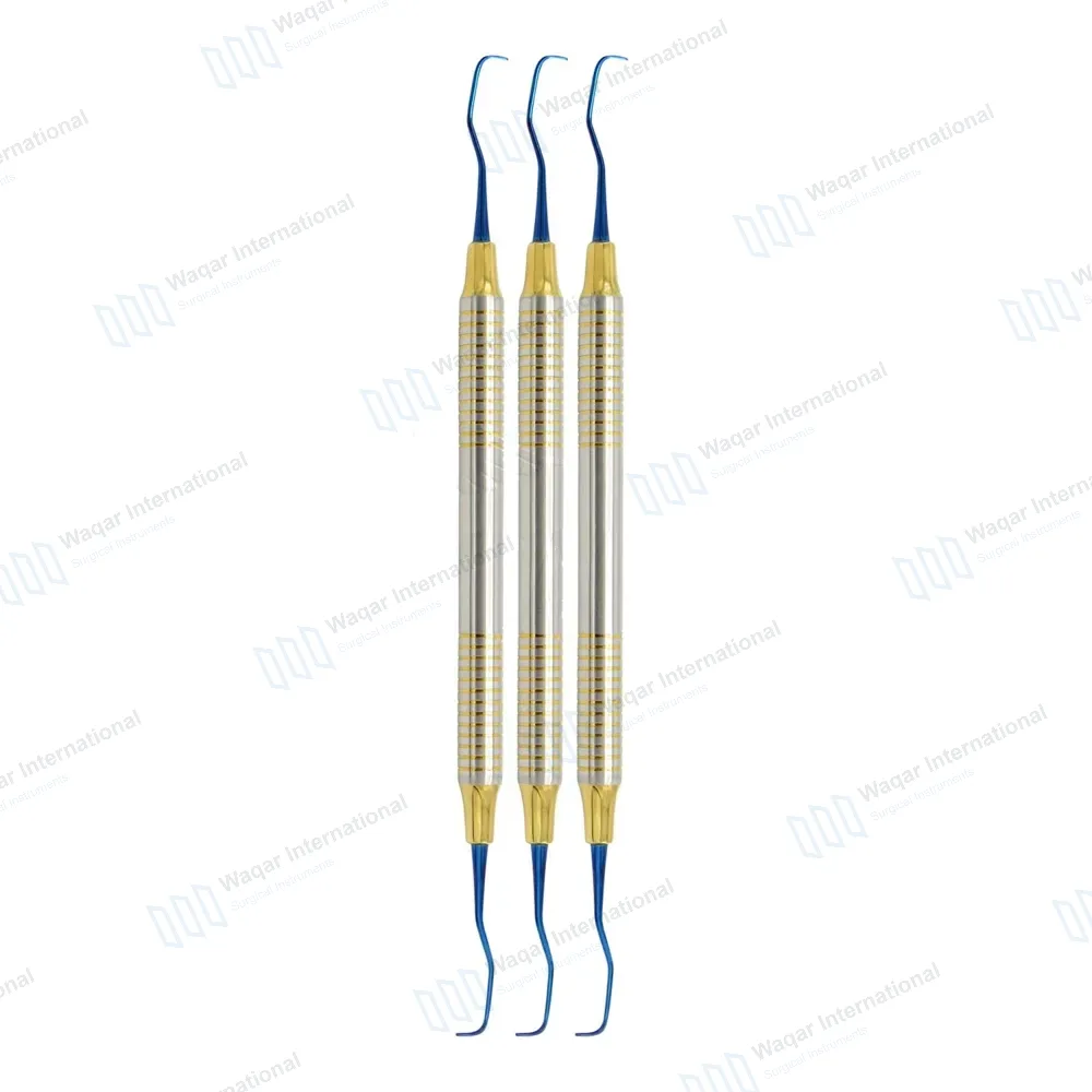 3 Pcs Gracey Curettes 1/2 Titanium Coated Double Ended