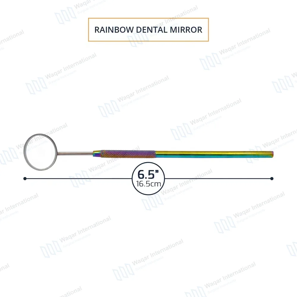 12 Rainbow Color Dental Mouth Mirror #5 with Handle