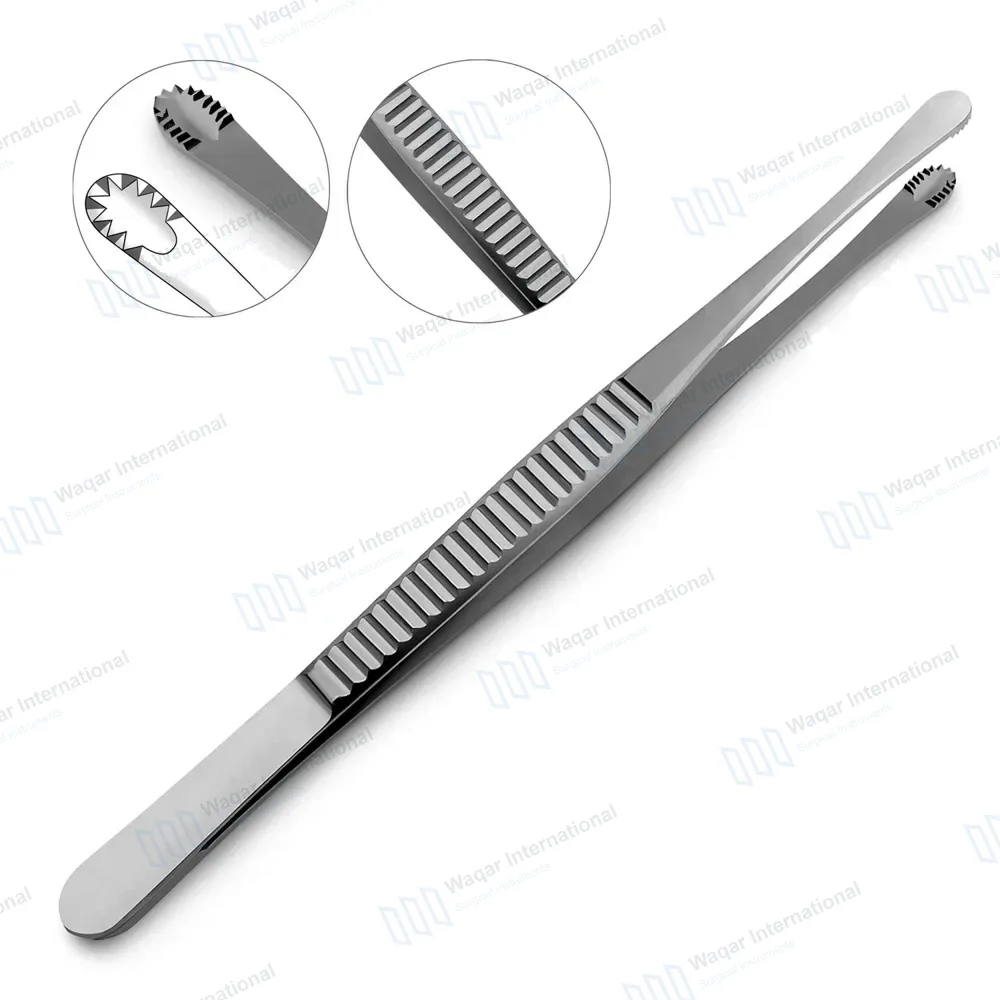 Russian Tissue Forceps 8″ Round Serrated Tip