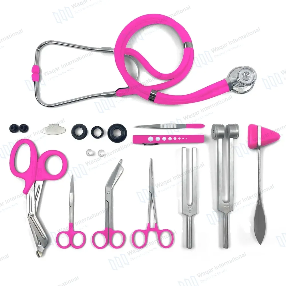9 Pcs Medical Diagnostic Nurse Kit with FREE Penlight – Pink