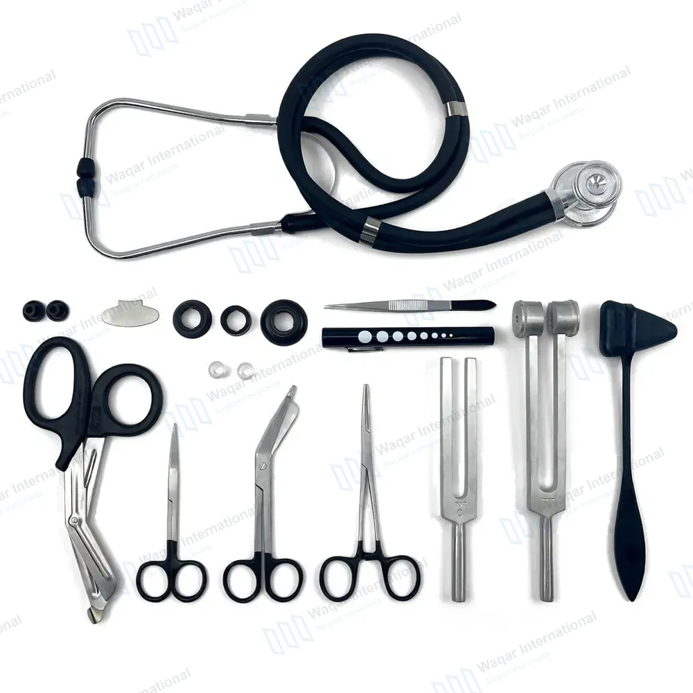 9 Pcs Medical Diagnostic Nurse Kit with FREE Penlight – Black