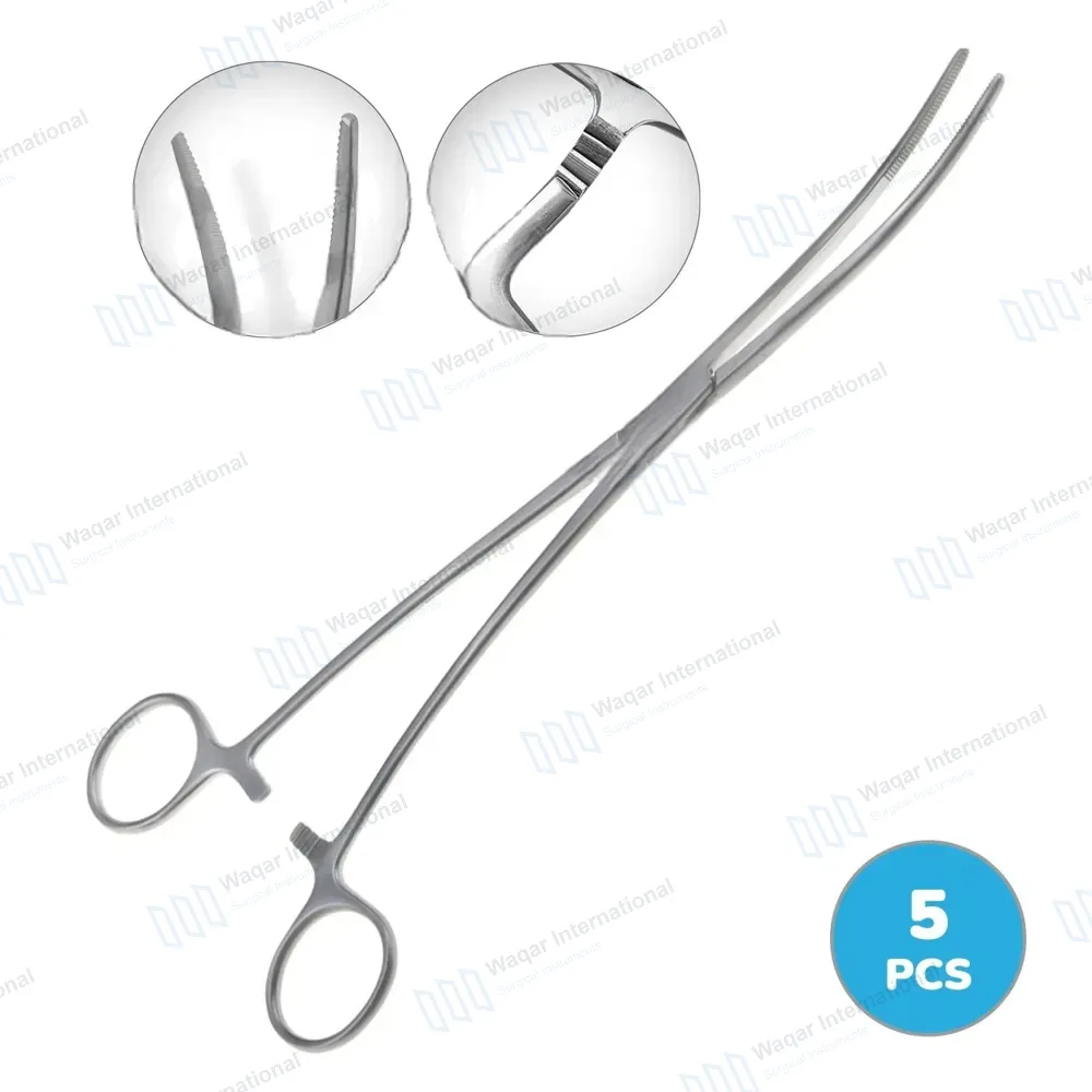 5 BOZEMAN Uterine Dressing Forceps 10″ (25.4cm) Double Curved