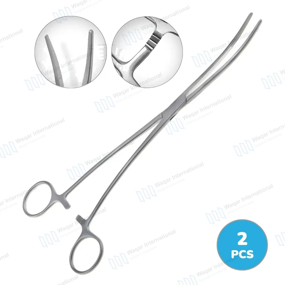 2 BOZEMAN Uterine Dressing Forceps 10″ (25.4cm) Double Curved