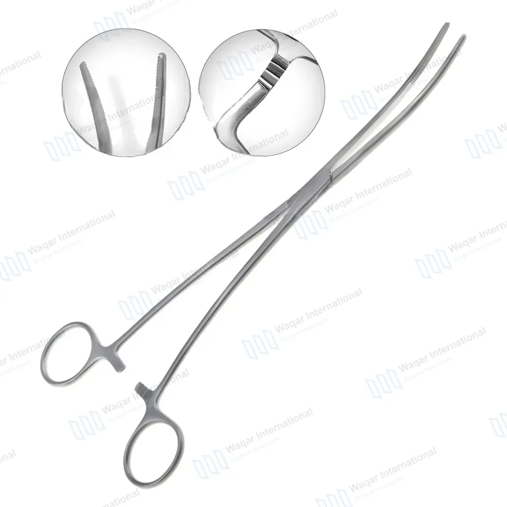 BOZEMAN Uterine Dressing Forceps 10″ (25.4cm) Double Curved